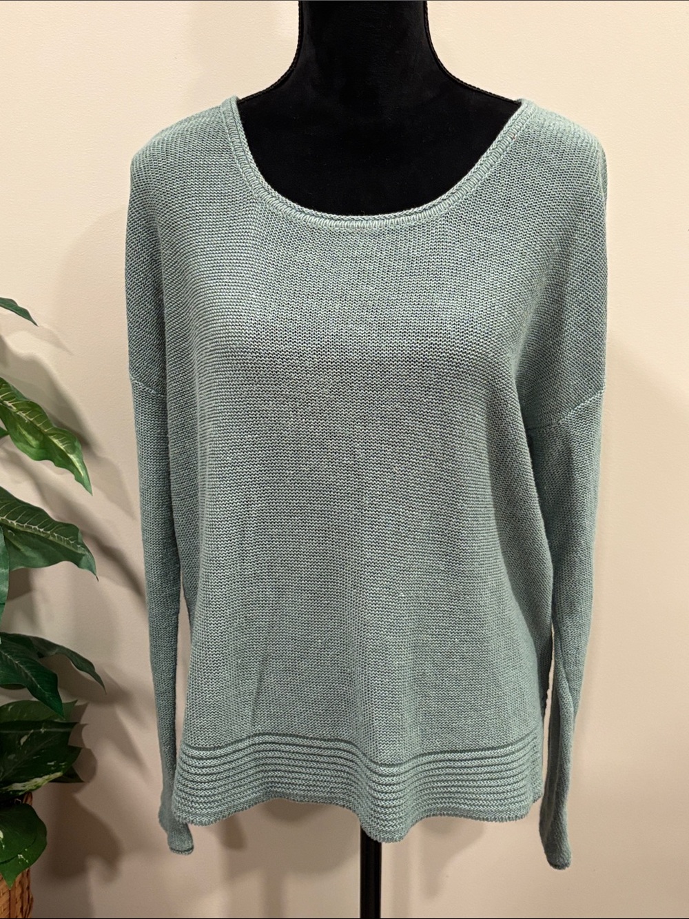 Miilla Clothing Sage Green Scoop Neck Lightweight Linen Sweater